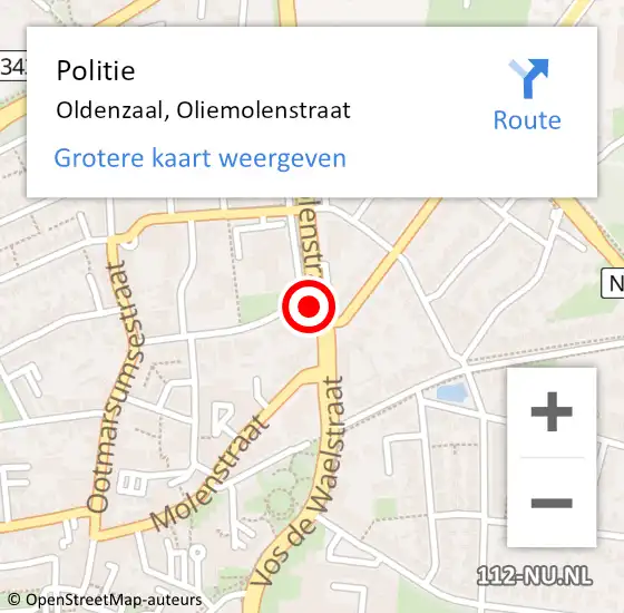 Locatie op kaart van de 112 melding: Politie Oldenzaal, Oliemolenstraat op 23 augustus 2021 16:45