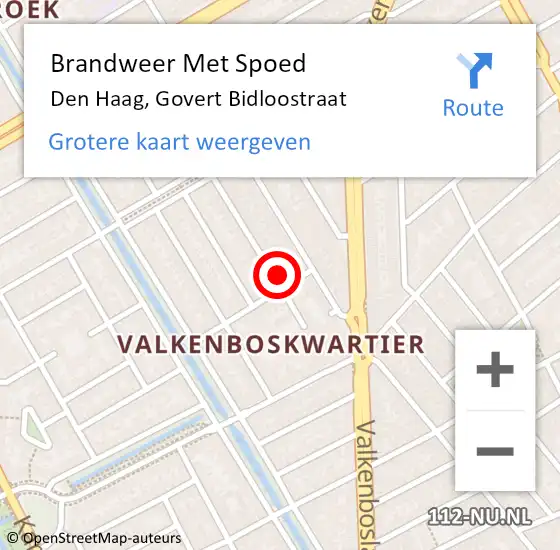 Locatie op kaart van de 112 melding: Brandweer Met Spoed Naar Den Haag, Govert Bidloostraat op 23 augustus 2021 16:48