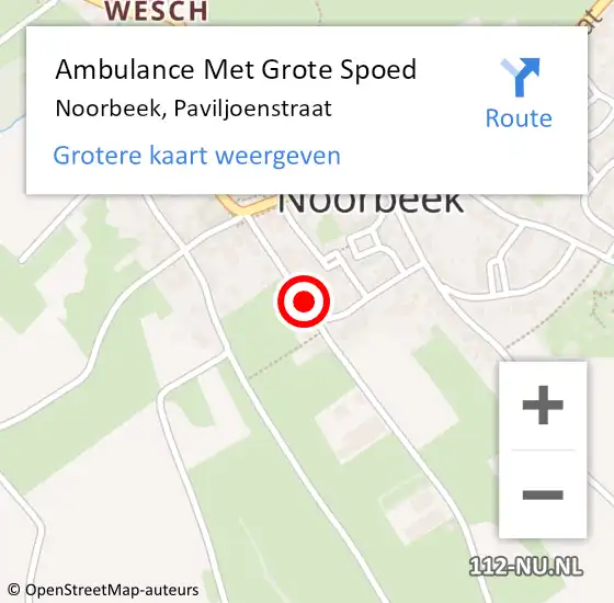 Locatie op kaart van de 112 melding: Ambulance Met Grote Spoed Naar Noorbeek, Paviljoenstraat op 20 juni 2014 15:46