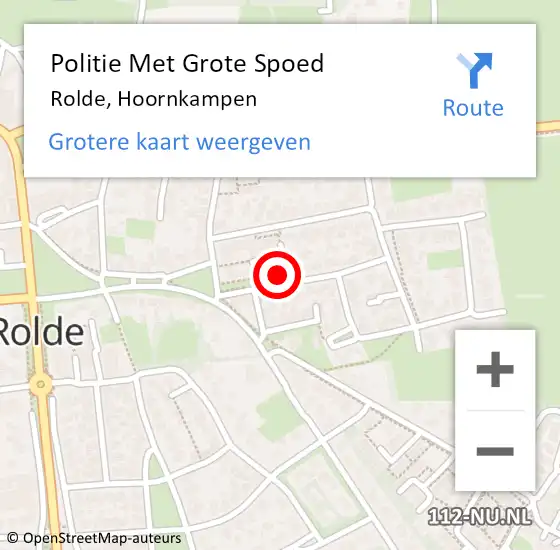 Locatie op kaart van de 112 melding: Politie Met Grote Spoed Naar Rolde, Hoornkampen op 23 augustus 2021 17:02