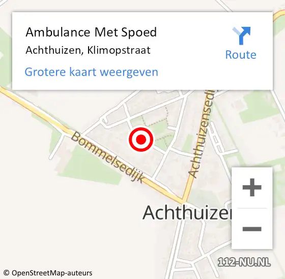 Locatie op kaart van de 112 melding: Ambulance Met Spoed Naar Achthuizen, Klimopstraat op 23 augustus 2021 17:17