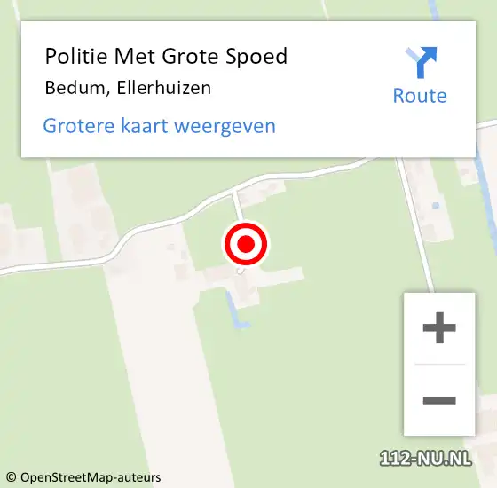 Locatie op kaart van de 112 melding: Politie Met Grote Spoed Naar Bedum, Ellerhuizen op 23 augustus 2021 17:31