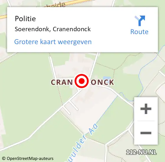 Locatie op kaart van de 112 melding: Politie Soerendonk, Cranendonck op 23 augustus 2021 17:31