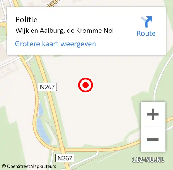 Locatie op kaart van de 112 melding: Politie Wijk en Aalburg, de Kromme Nol op 23 augustus 2021 17:32