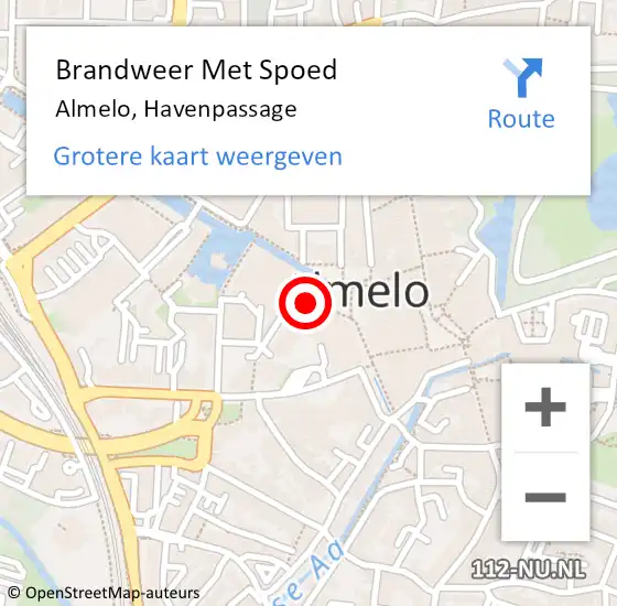 Locatie op kaart van de 112 melding: Brandweer Met Spoed Naar Almelo, Havenpassage op 23 augustus 2021 17:41