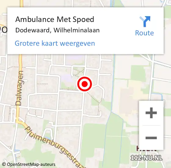 Locatie op kaart van de 112 melding: Ambulance Met Spoed Naar Dodewaard, Wilhelminalaan op 23 augustus 2021 17:56