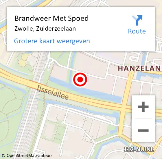 Locatie op kaart van de 112 melding: Brandweer Met Spoed Naar Zwolle, Zuiderzeelaan op 23 augustus 2021 18:02