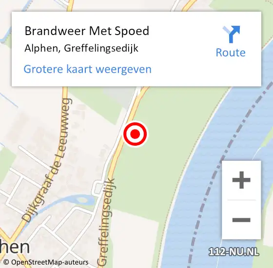 Locatie op kaart van de 112 melding: Brandweer Met Spoed Naar Alphen, Greffelingsedijk op 23 augustus 2021 18:25