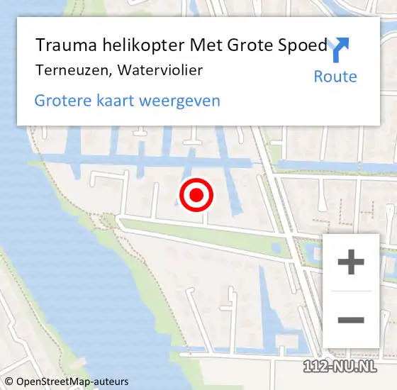 Locatie op kaart van de 112 melding: Trauma helikopter Met Grote Spoed Naar Terneuzen, Waterviolier op 23 augustus 2021 18:30