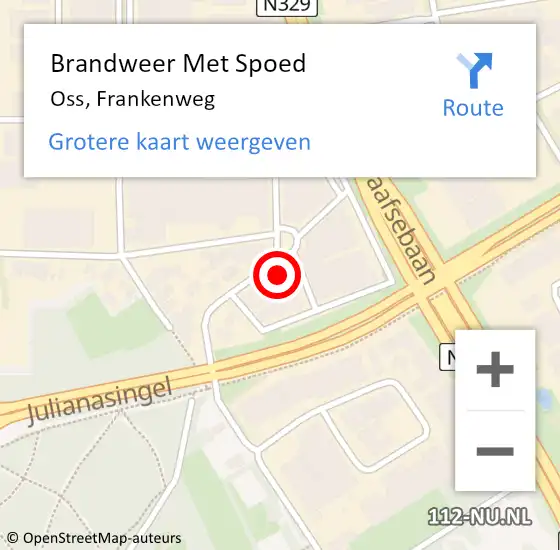 Locatie op kaart van de 112 melding: Brandweer Met Spoed Naar Oss, Frankenweg op 23 augustus 2021 18:47