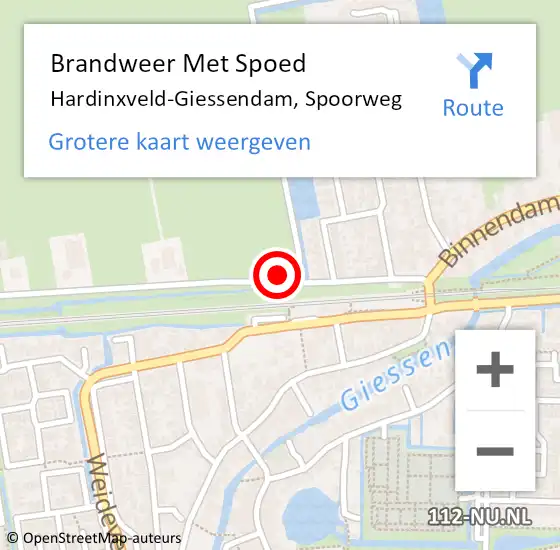 Locatie op kaart van de 112 melding: Brandweer Met Spoed Naar Hardinxveld-Giessendam, Spoorweg op 23 augustus 2021 18:52