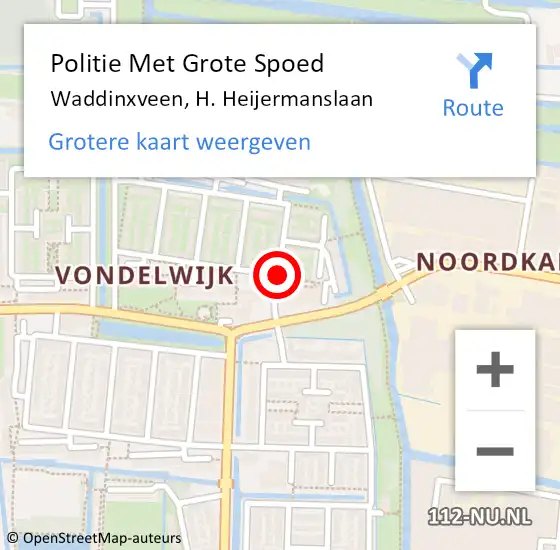 Locatie op kaart van de 112 melding: Politie Met Grote Spoed Naar Waddinxveen, H. Heijermanslaan op 23 augustus 2021 19:15