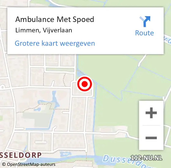 Locatie op kaart van de 112 melding: Ambulance Met Spoed Naar Limmen, Vijverlaan op 23 augustus 2021 19:38