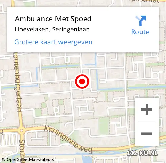 Locatie op kaart van de 112 melding: Ambulance Met Spoed Naar Hoevelaken, Seringenlaan op 23 augustus 2021 19:39