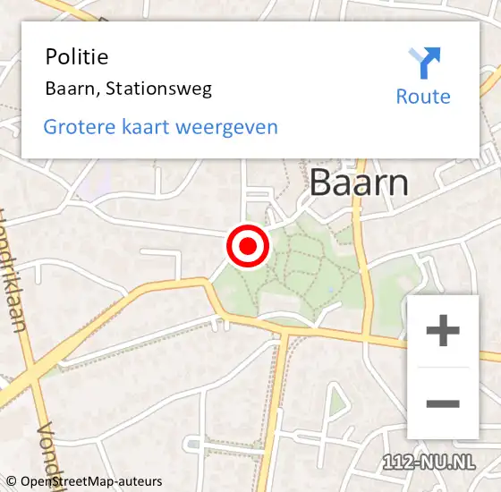 Locatie op kaart van de 112 melding: Politie Baarn, Stationsweg op 23 augustus 2021 19:51