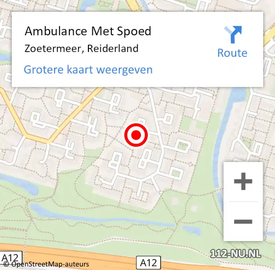 Locatie op kaart van de 112 melding: Ambulance Met Spoed Naar Zoetermeer, Reiderland op 23 augustus 2021 19:53