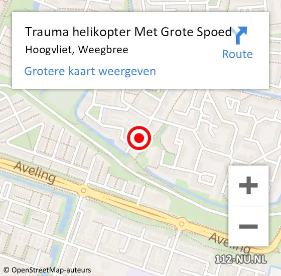 Locatie op kaart van de 112 melding: Trauma helikopter Met Grote Spoed Naar Hoogvliet, Weegbree op 23 augustus 2021 20:02