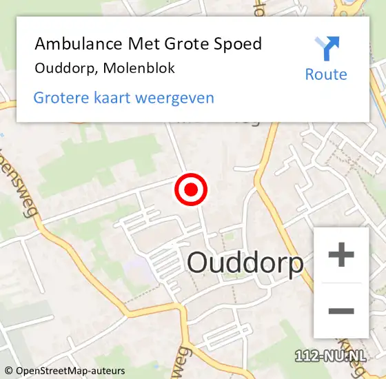 Locatie op kaart van de 112 melding: Ambulance Met Grote Spoed Naar Ouddorp, Molenblok op 23 augustus 2021 20:07
