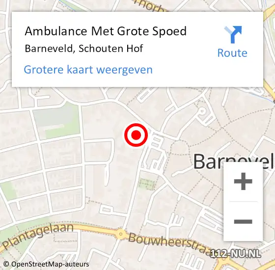 Locatie op kaart van de 112 melding: Ambulance Met Grote Spoed Naar Barneveld, Schouten Hof op 23 augustus 2021 20:27