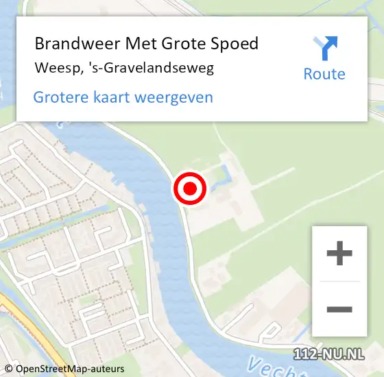 Locatie op kaart van de 112 melding: Brandweer Met Grote Spoed Naar Weesp, 's-Gravelandseweg op 23 augustus 2021 20:29