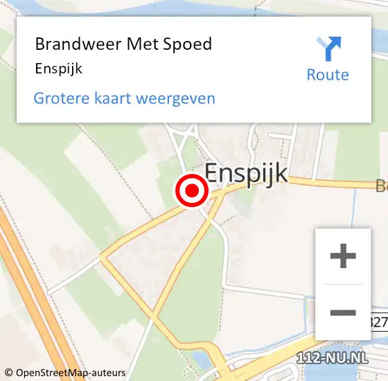 Locatie op kaart van de 112 melding: Brandweer Met Spoed Naar Enspijk op 23 augustus 2021 21:21