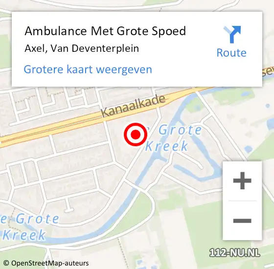 Locatie op kaart van de 112 melding: Ambulance Met Grote Spoed Naar Axel, Van Deventerplein op 5 oktober 2013 17:33