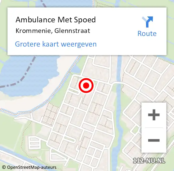 Locatie op kaart van de 112 melding: Ambulance Met Spoed Naar Krommenie, Glennstraat op 23 augustus 2021 21:43