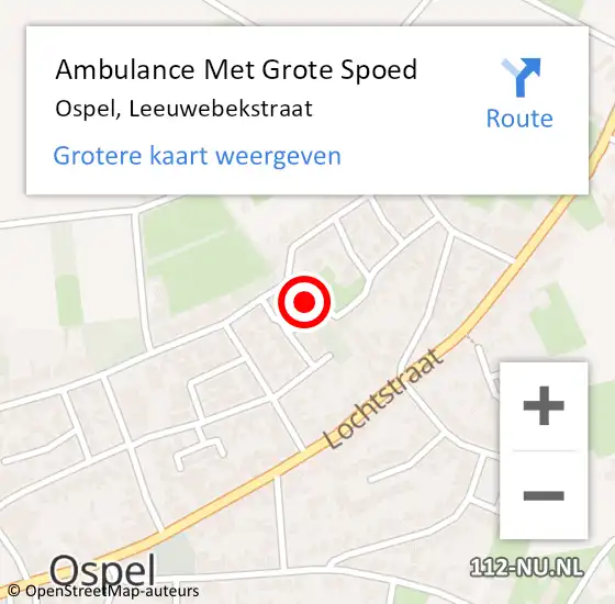 Locatie op kaart van de 112 melding: Ambulance Met Grote Spoed Naar Ospel, Leeuwebekstraat op 23 augustus 2021 22:15