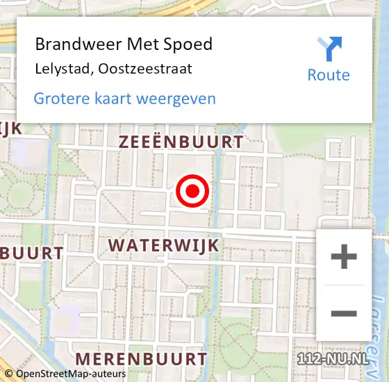 Locatie op kaart van de 112 melding: Brandweer Met Spoed Naar Lelystad, Oostzeestraat op 23 augustus 2021 22:25
