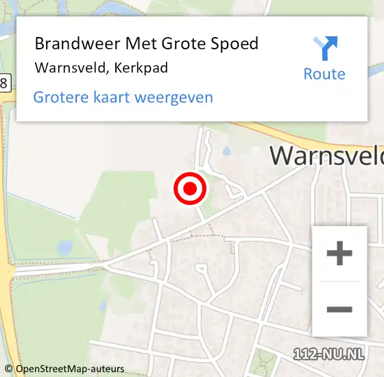 Locatie op kaart van de 112 melding: Brandweer Met Grote Spoed Naar Warnsveld, Kerkpad op 23 augustus 2021 22:35