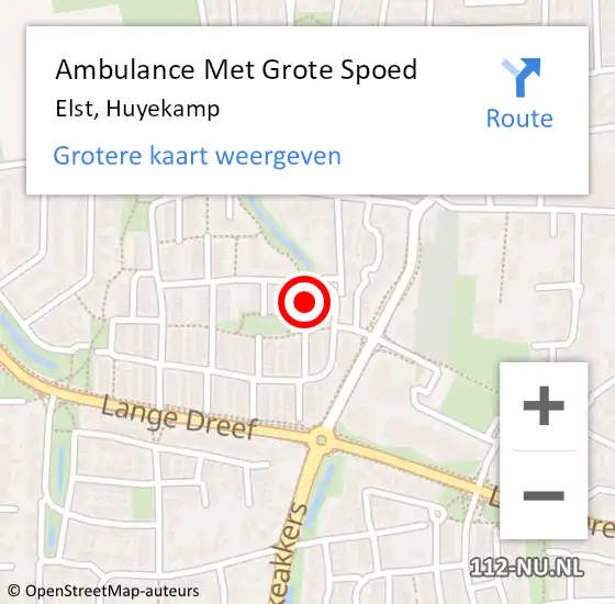 Locatie op kaart van de 112 melding: Ambulance Met Grote Spoed Naar Elst, Huyekamp op 23 augustus 2021 22:50