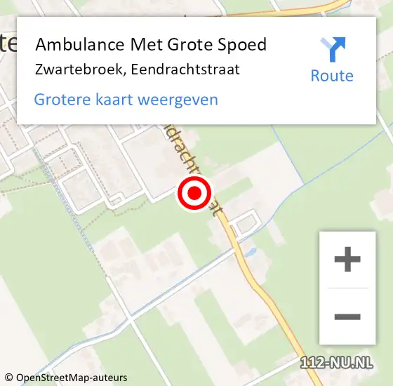 Locatie op kaart van de 112 melding: Ambulance Met Grote Spoed Naar Zwartebroek, Eendrachtstraat op 23 augustus 2021 23:03