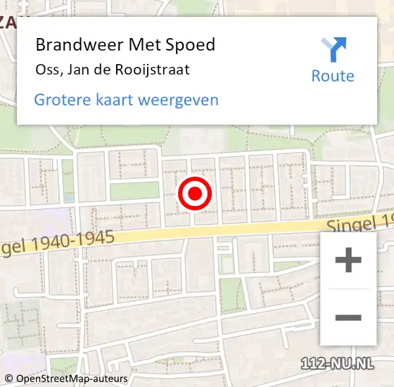 Locatie op kaart van de 112 melding: Brandweer Met Spoed Naar Oss, Jan de Rooijstraat op 23 augustus 2021 23:13