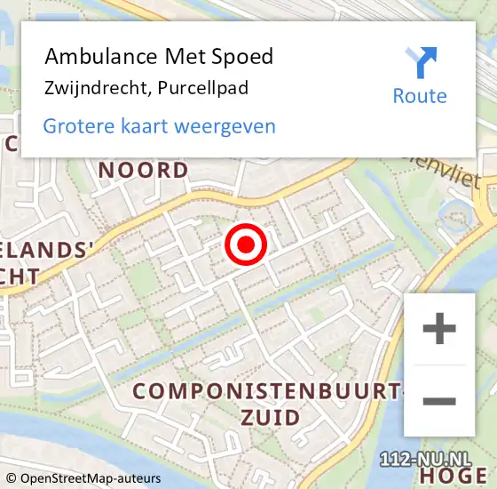 Locatie op kaart van de 112 melding: Ambulance Met Spoed Naar Zwijndrecht, Purcellpad op 24 augustus 2021 00:41