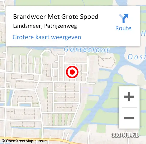 Locatie op kaart van de 112 melding: Brandweer Met Grote Spoed Naar Landsmeer, Patrijzenweg op 24 augustus 2021 00:55