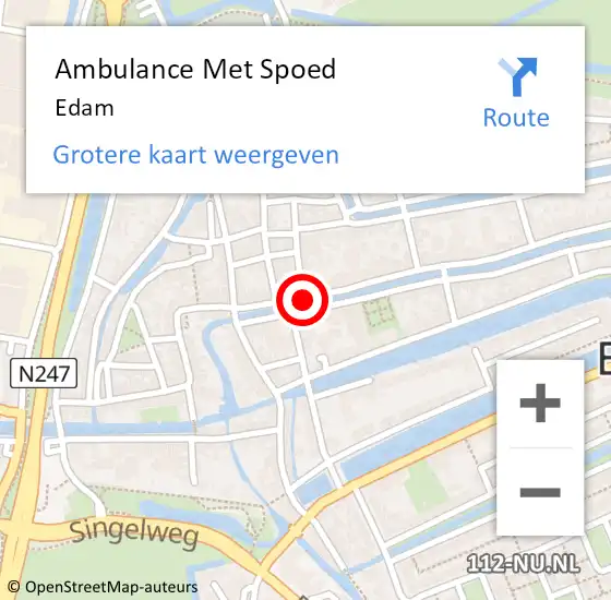 Locatie op kaart van de 112 melding: Ambulance Met Spoed Naar Edam op 24 augustus 2021 04:26