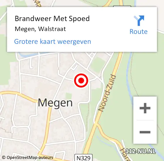 Locatie op kaart van de 112 melding: Brandweer Met Spoed Naar Megen, Walstraat op 24 augustus 2021 04:47