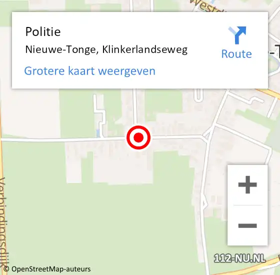 Locatie op kaart van de 112 melding: Politie Nieuwe-Tonge, Klinkerlandseweg op 24 augustus 2021 06:09