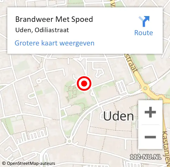 Locatie op kaart van de 112 melding: Brandweer Met Spoed Naar Uden, Odiliastraat op 24 augustus 2021 06:46