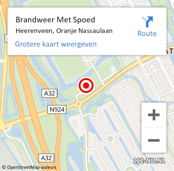 Locatie op kaart van de 112 melding: Brandweer Met Spoed Naar Heerenveen, Oranje Nassaulaan op 24 augustus 2021 06:50