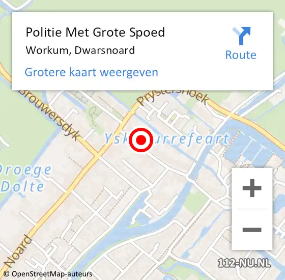 Locatie op kaart van de 112 melding: Politie Met Grote Spoed Naar Workum, Dwarsnoard op 24 augustus 2021 07:33