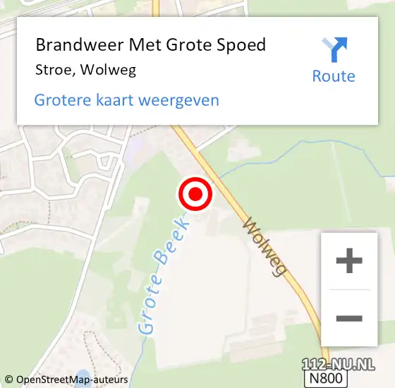 Locatie op kaart van de 112 melding: Brandweer Met Grote Spoed Naar Stroe, Wolweg op 24 augustus 2021 08:45