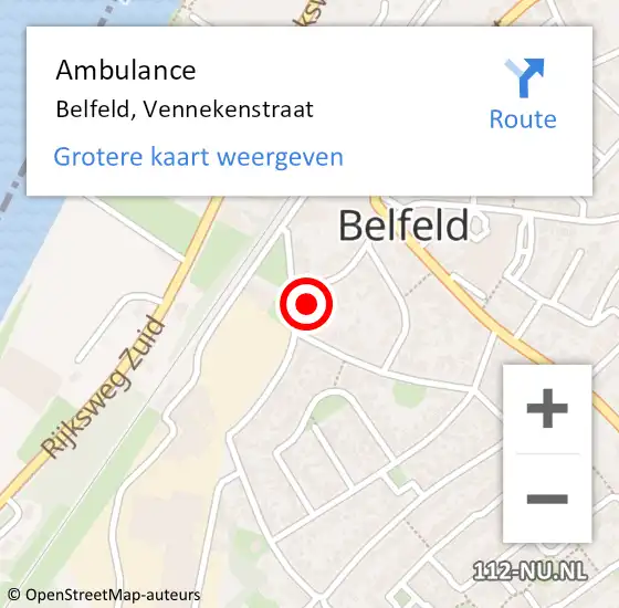 Locatie op kaart van de 112 melding: Ambulance Belfeld, Vennekenstraat op 20 juni 2014 16:30