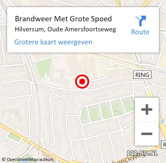 Locatie op kaart van de 112 melding: Brandweer Met Grote Spoed Naar Hilversum, Oude Amersfoortseweg op 24 augustus 2021 09:04