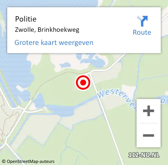 Locatie op kaart van de 112 melding: Politie Zwolle, Brinkhoekweg op 24 augustus 2021 09:26