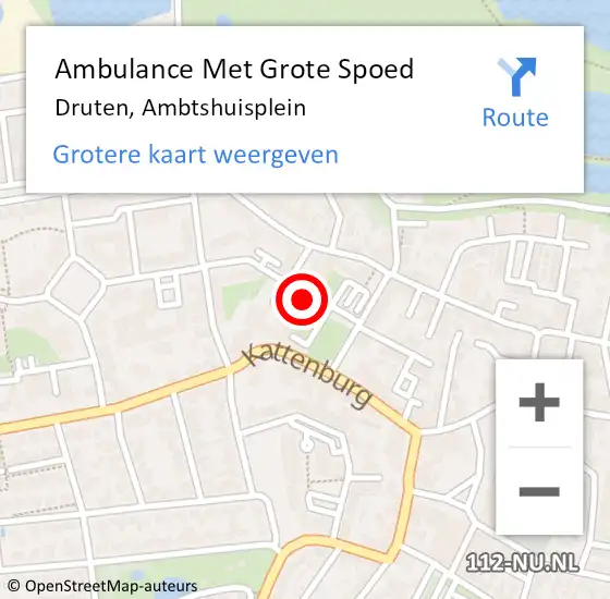 Locatie op kaart van de 112 melding: Ambulance Met Grote Spoed Naar Druten, Ambtshuisplein op 24 augustus 2021 09:50