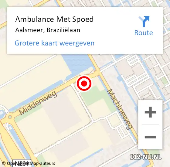 Locatie op kaart van de 112 melding: Ambulance Met Spoed Naar Aalsmeer, Braziliëlaan op 24 augustus 2021 10:38