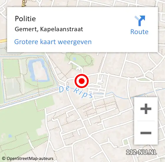 Locatie op kaart van de 112 melding: Politie Gemert, Kapelaanstraat op 24 augustus 2021 10:42