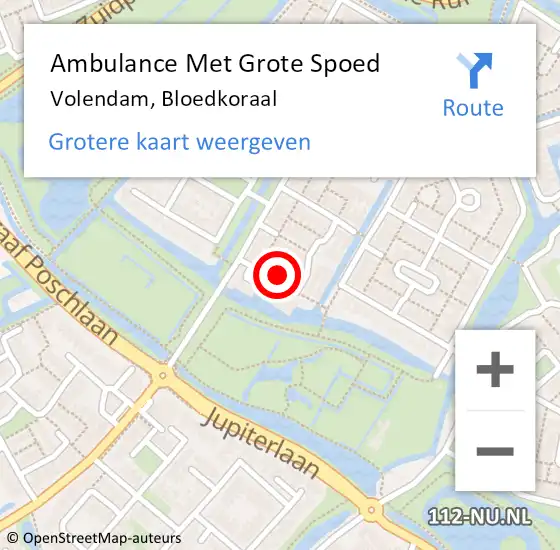 Locatie op kaart van de 112 melding: Ambulance Met Grote Spoed Naar Volendam, Bloedkoraal op 24 augustus 2021 10:44
