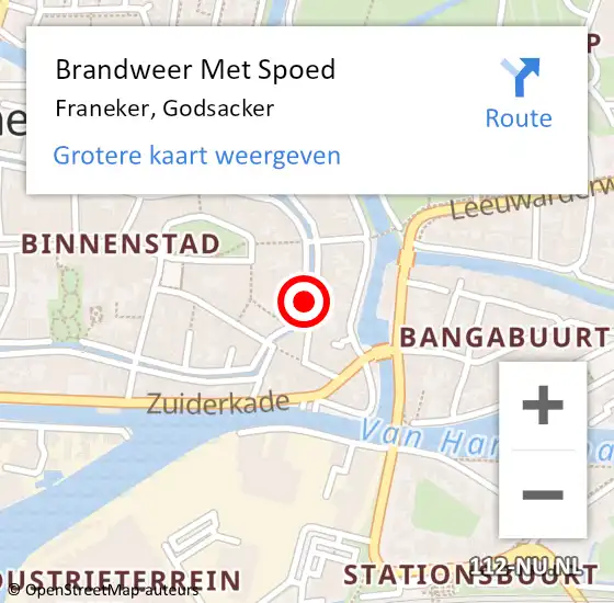 Locatie op kaart van de 112 melding: Brandweer Met Spoed Naar Franeker, Godsacker op 20 juni 2014 16:38